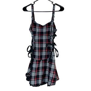 Lip Service Dress Womens Size XS Plaid Mini Flare Corset Side Y2K‎ Punk goth